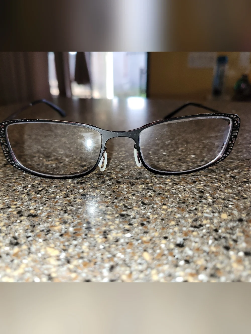 Zenni Rectangle Glasses Frames Black/Burgundy Cutout Scroll  - Retired / Rare